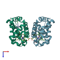 PDB entry 3g53 coloured by chain, top view.