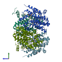 PDB entry 3g58 coloured by chain, side view.