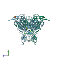 PDB entry 3g5c coloured by chain, side view.