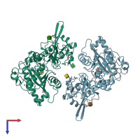 PDB entry 3g5c coloured by chain, top view.