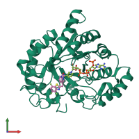 PDB entry 3g5e coloured by chain, front view.