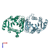 PDB entry 3g5l coloured by chain, top view.
