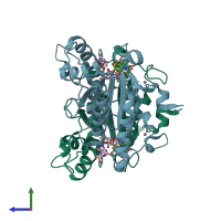 PDB entry 3g5m coloured by chain, side view.