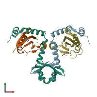 PDB entry 3g5o coloured by chain, front view.