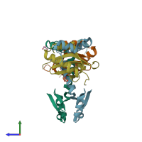 PDB entry 3g5o coloured by chain, side view.