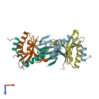 PDB entry 3g5o coloured by chain, top view.