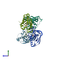 PDB entry 3g5p coloured by chain, side view.