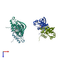 PDB entry 3g5p coloured by chain, top view.