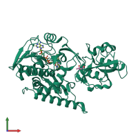 PDB entry 3g5q coloured by chain, front view.