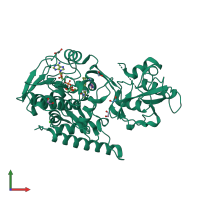 PDB entry 3g5r coloured by chain, front view.