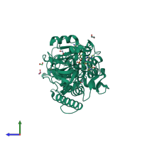 PDB entry 3g5r coloured by chain, side view.