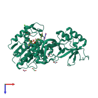 PDB entry 3g5r coloured by chain, top view.