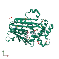 PDB entry 3g5t coloured by chain, front view.