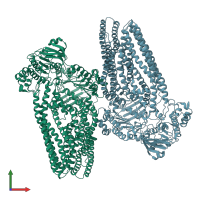PDB entry 3g5u coloured by chain, front view.