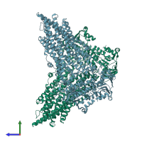 PDB entry 3g5u coloured by chain, side view.