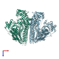 PDB entry 3g5u coloured by chain, top view.