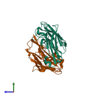 PDB entry 3g5y coloured by chain, side view.