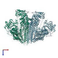 PDB entry 3g61 coloured by chain, top view.