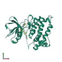 Monomeric assembly 2 of PDB entry 3g6g coloured by chemically distinct molecules, front view.