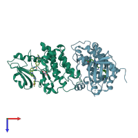 PDB entry 3g6g coloured by chain, top view.