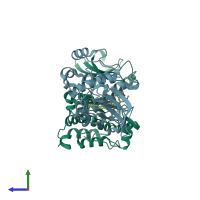 PDB entry 3g6h coloured by chain, side view.