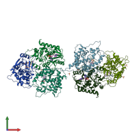 PDB entry 3g6k coloured by chain, front view.