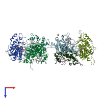 PDB entry 3g6k coloured by chain, top view.