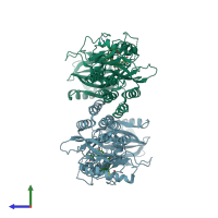 PDB entry 3g6o coloured by chain, side view.