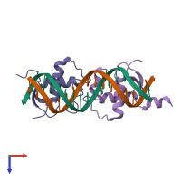 PDB 3g6r coloured by chain and viewed from the top.