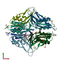 PDB entry 3g74 coloured by chain, front view.