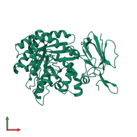 PDB entry 3g77 coloured by chain, front view.