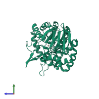 PDB entry 3g77 coloured by chain, side view.