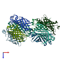 PDB entry 3g7g coloured by chain, top view.