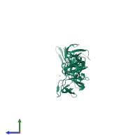PDB entry 3g7t coloured by chain, side view.