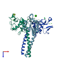 PDB entry 3g81 coloured by chain, top view.