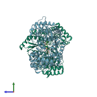 PDB entry 3g86 coloured by chain, side view.