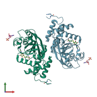 PDB entry 3g89 coloured by chain, front view.