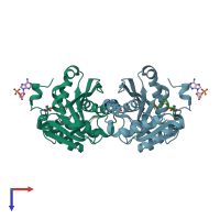PDB entry 3g89 coloured by chain, top view.