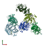 PDB entry 3g8a coloured by chain, front view.