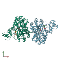 PDB entry 3g8c coloured by chain, front view.