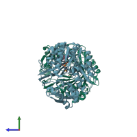 PDB entry 3g8d coloured by chain, side view.