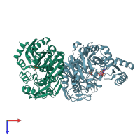 PDB entry 3g8d coloured by chain, top view.