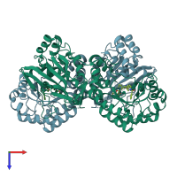 PDB entry 3g8e coloured by chain, top view.
