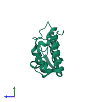 PDB entry 3g8g coloured by chain, side view.