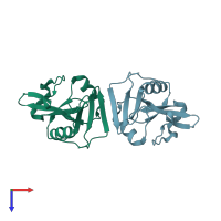 PDB entry 3g8k coloured by chain, top view.
