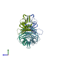PDB entry 3g8l coloured by chain, side view.