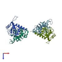 PDB entry 3g8l coloured by chain, top view.