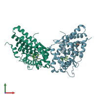 PDB entry 3g8o coloured by chain, front view.