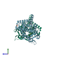 PDB entry 3g8o coloured by chain, side view.