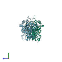PDB entry 3g8r coloured by chain, side view.